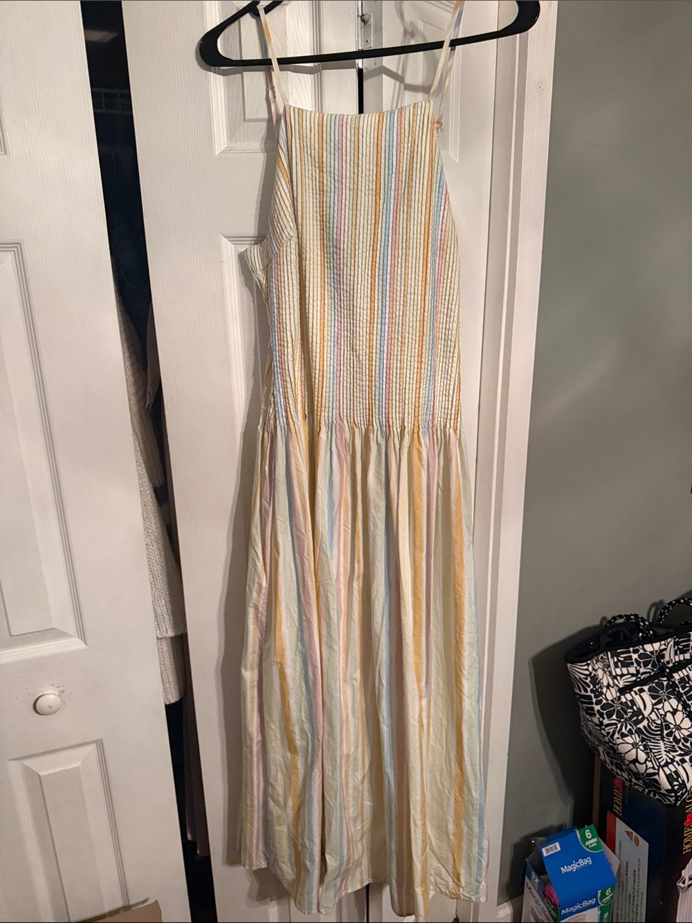 Lulu's Cream Maxi Dress with Pastel Multi-Stripes